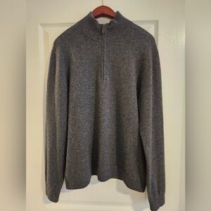 Saks Fifth Avenue Dark Gray Cashmere Quarter Zip-Up Sweater-Size L